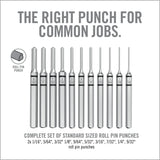 Real Avid Accu-Punch 11-Piece Roll Pin Punch Set